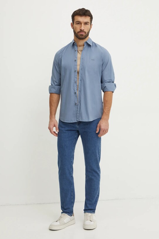 BOSS Orange koszula bawełniana 50518304 niebieski SS25