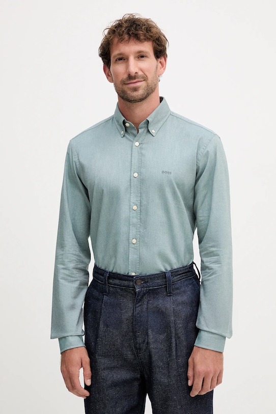 BOSS Orange camasa din bumbac lung verde 50519707