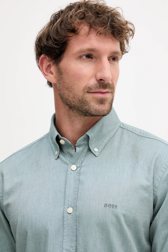 BOSS Orange camasa din bumbac verde 50519707