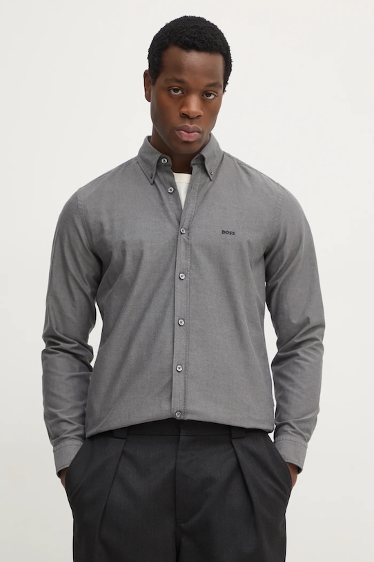 BOSS Orange koszula bawełniana bawełna szary 50519707