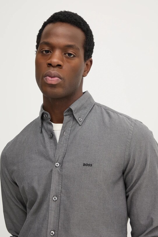 BOSS Orange koszula bawełniana szary 50519707