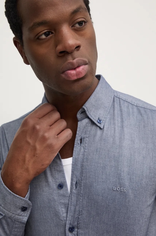 Хлопковая рубашка Boss Orange голубой 50519707