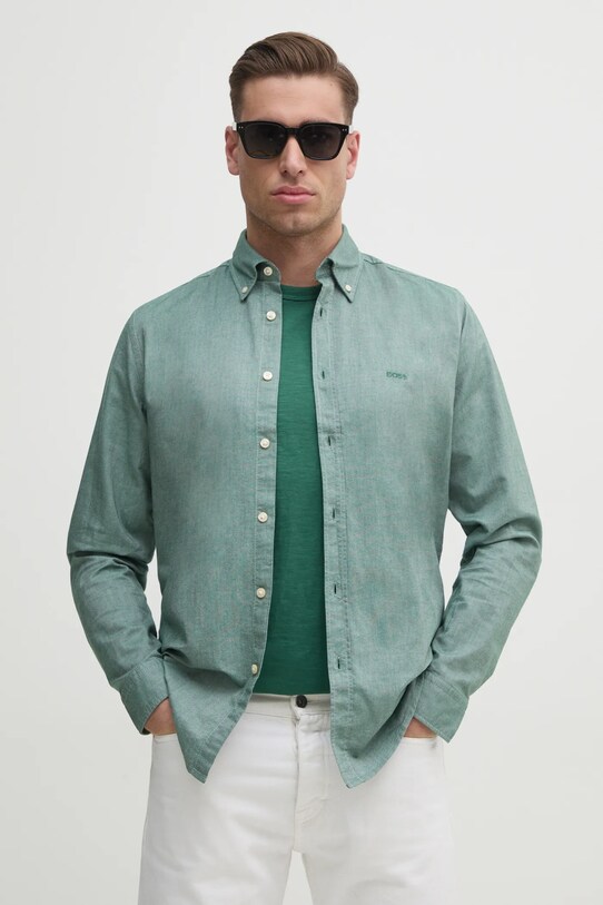 Bavlněná košile BOSS Orange Rickert_M zelená 50519707