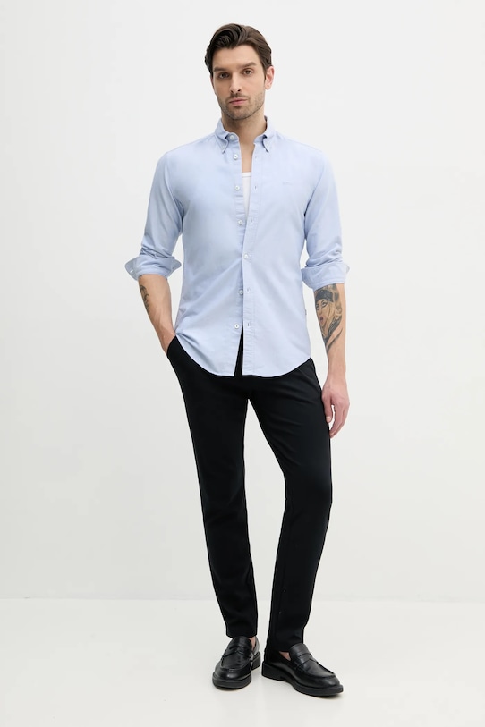 Βαμβακερό πουκάμισο BOSS 50520265 μπλε AW24