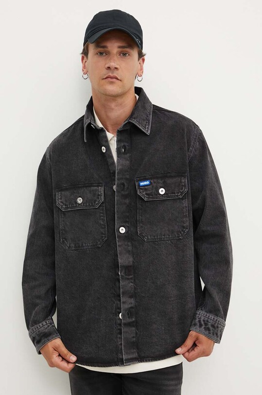 Hugo Blue camasa jeans lung gri 50513847