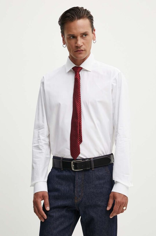 Bavlnená košeľa HUGO jednofarebný biela 50519812