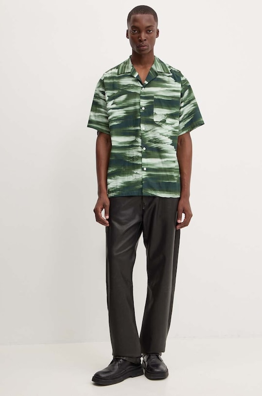 Хлопковая рубашка MSGM 3740ME12.247550 зелёный AW24