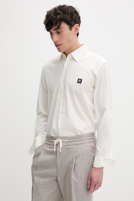 HUGO camicia da uomo in cotone con elastan Ermo beige 50505315