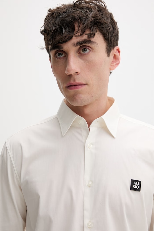 HUGO camicia da uomo in cotone con elastan Ermo beige 50505315