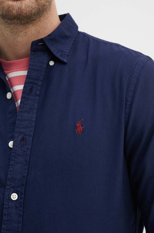 Bavlnená košeľa Polo Ralph Lauren 710767828 tmavomodrá AW24