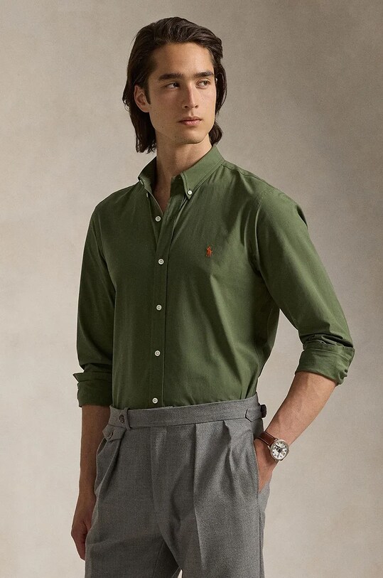 Polo Ralph Lauren camicia slim verde 710929348