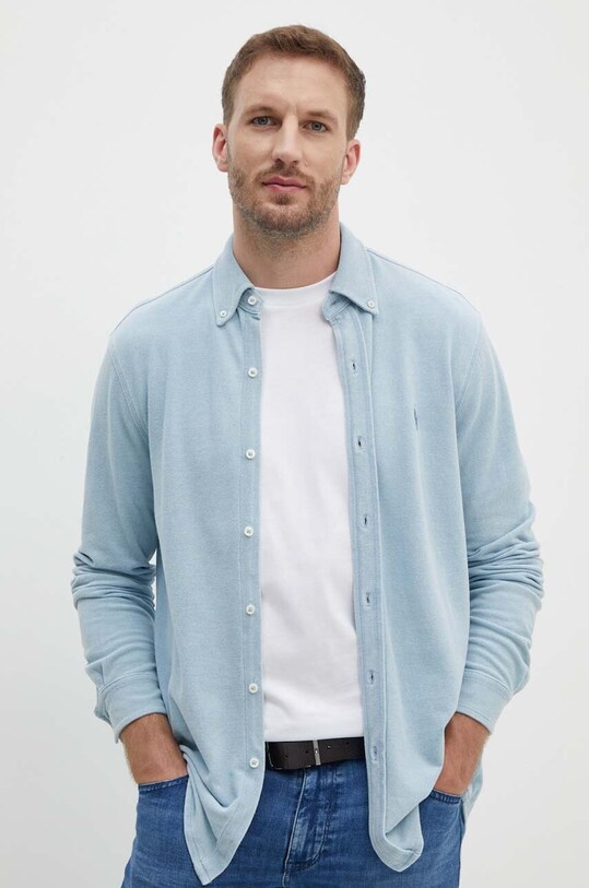 Хлопковая рубашка Polo Ralph Lauren casual голубой 710942864