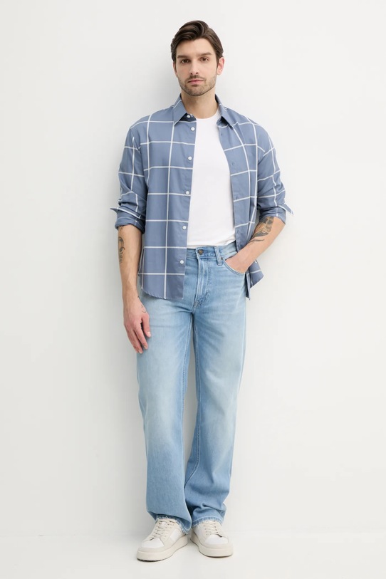 Armani Exchange camasa din bumbac 6DZCL5.ZN5FZ albastru AW24