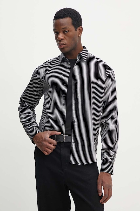 Хлопковая рубашка Armani Exchange узор чёрный 6DZCL5.ZN5FZ