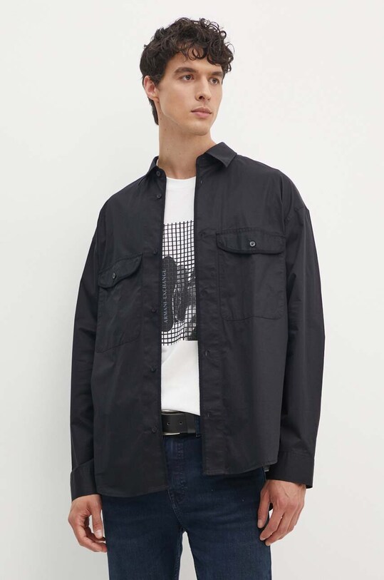 Бавовняна сорочка Armani Exchange casual чорний 6DZCL7.ZN3CZ