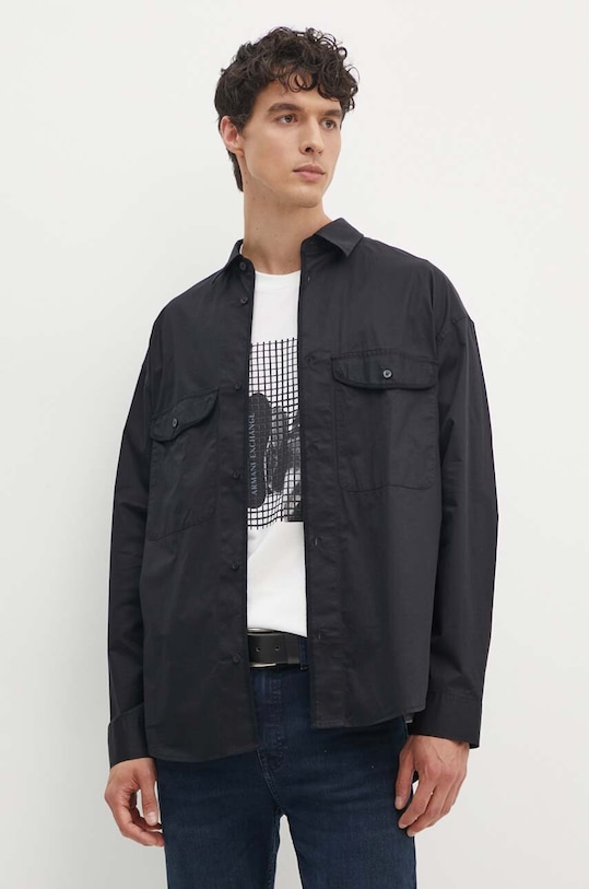 Armani Exchange camasa din bumbac lung negru 6DZCL7.ZN3CZ
