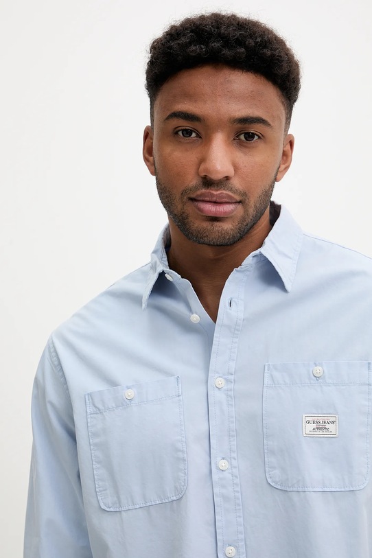 Bombažna srajca Guess Jeans modra M4YH37.WGCF1