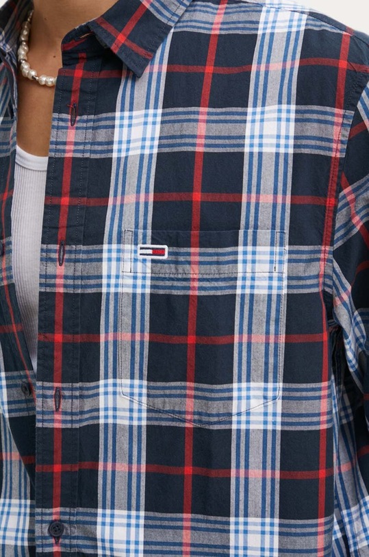Pamučna košulja Tommy Jeans DM0DM19512 mornarsko plava AW24