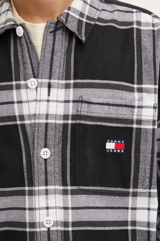 Tommy Jeans camasa din bumbac DM0DM19518 negru AW24