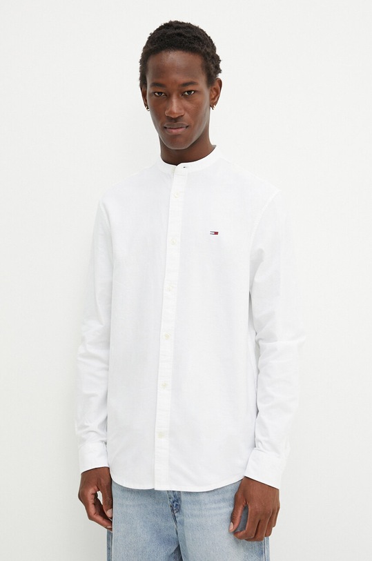 Bavlnená košeľa Tommy Jeans jednofarebný biela DM0DM19523