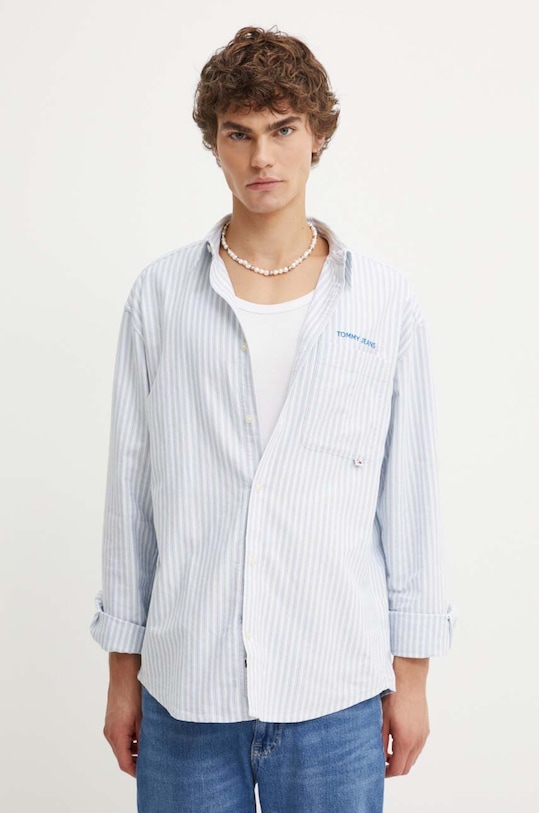 Tommy Jeans camasa din bumbac cu modele albastru DM0DM19526