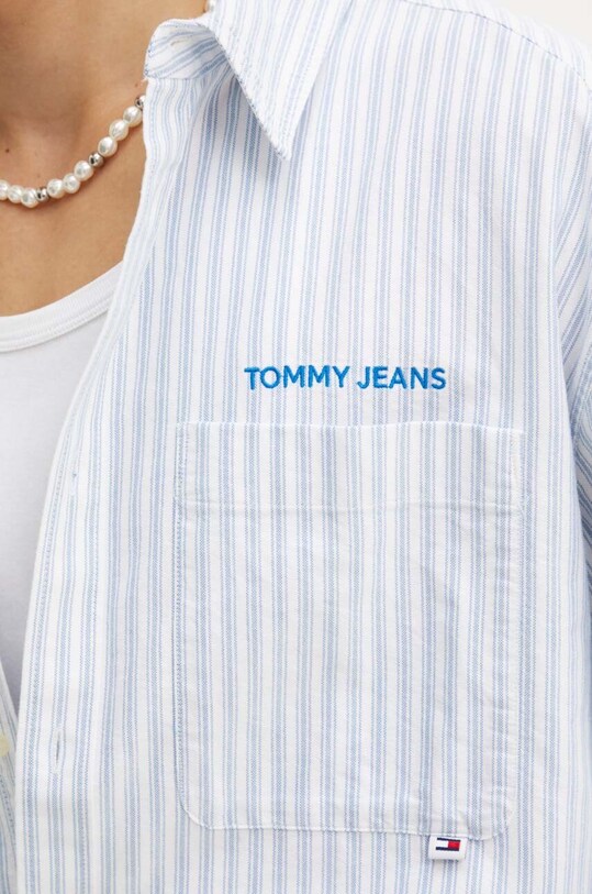 Bavlnená košeľa Tommy Jeans DM0DM19526 modrá AW24