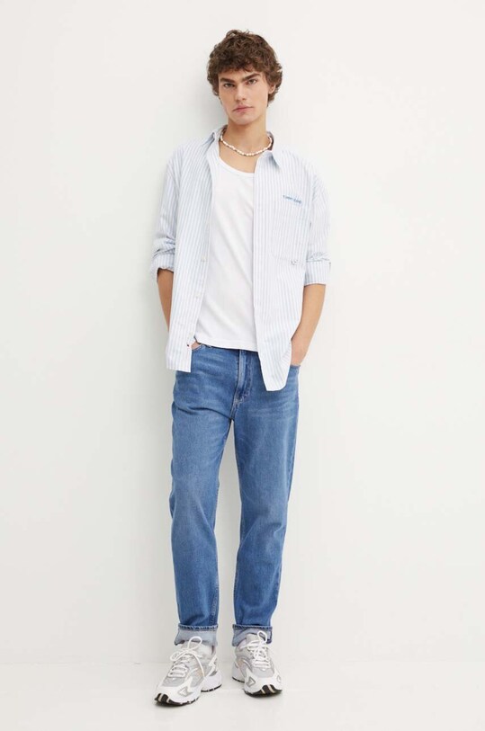 Oblečenie Bavlnená košeľa Tommy Jeans DM0DM19526 modrá