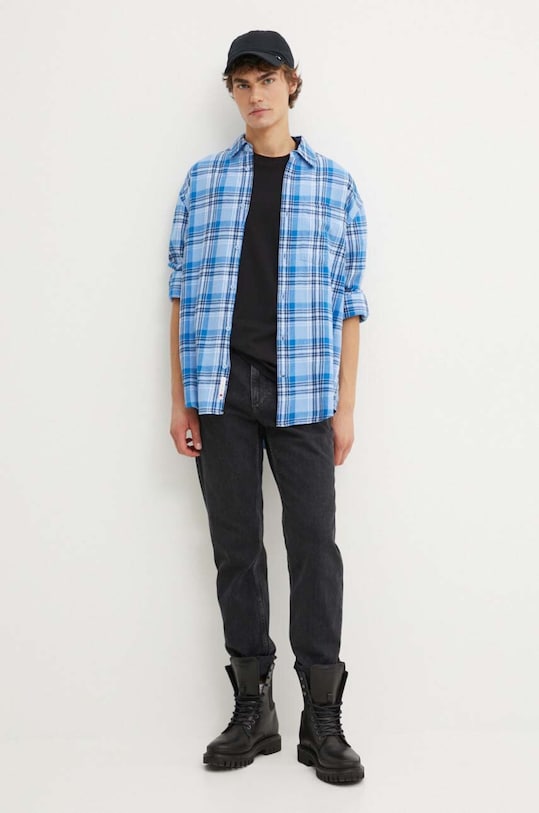 Одежда Хлопковая рубашка Tommy Jeans DM0DM19532 голубой