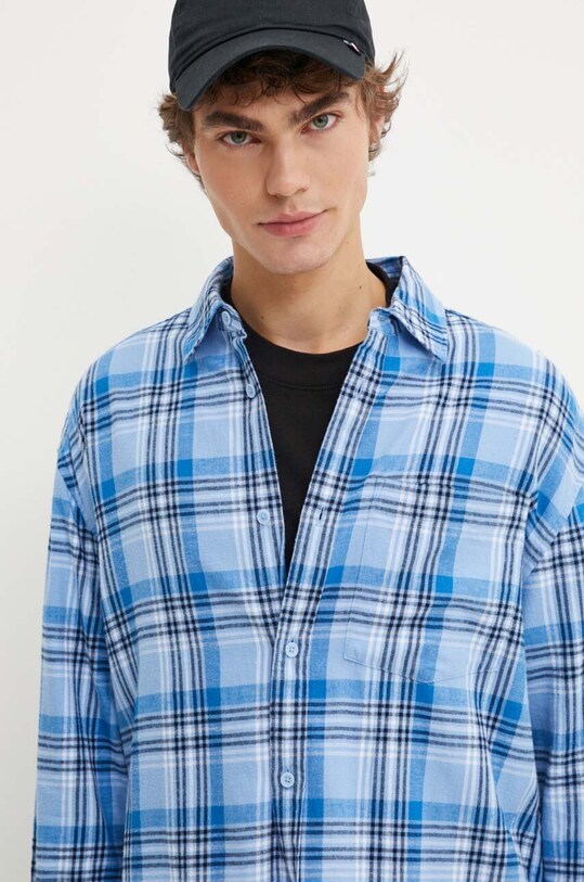 Хлопковая рубашка Tommy Jeans DM0DM19532 голубой