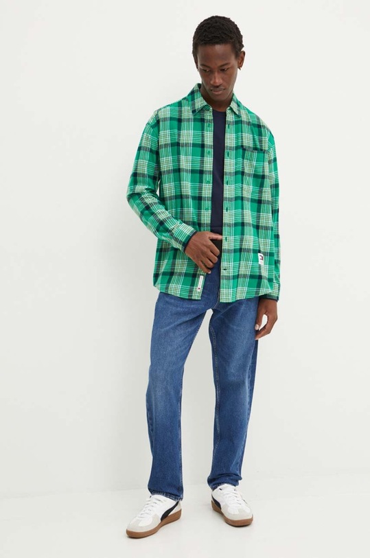 Îmbrăcăminte Tommy Jeans camasa din bumbac DM0DM19532 verde