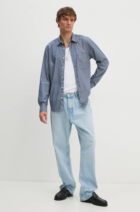 Marc O'Polo koszula bawełniana 428725742090 niebieski AW24