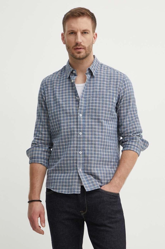 Pepe Jeans camasa din amestec de in MIKEL PM308564 albastru AW24