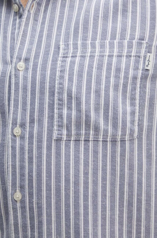 Košeľa s prímesou ľanu Pepe Jeans MOSEY PM308568 modrá AW24