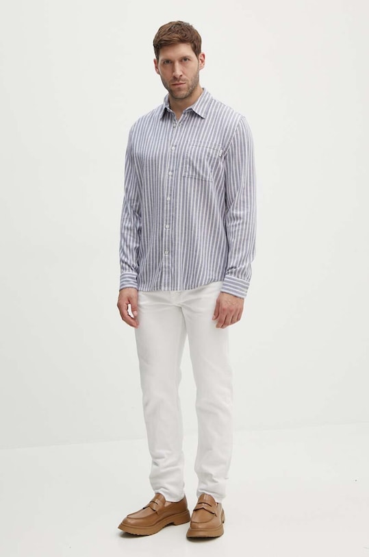 Odzież Pepe Jeans koszula z domieszką lnu MOSEY PM308568 granatowy