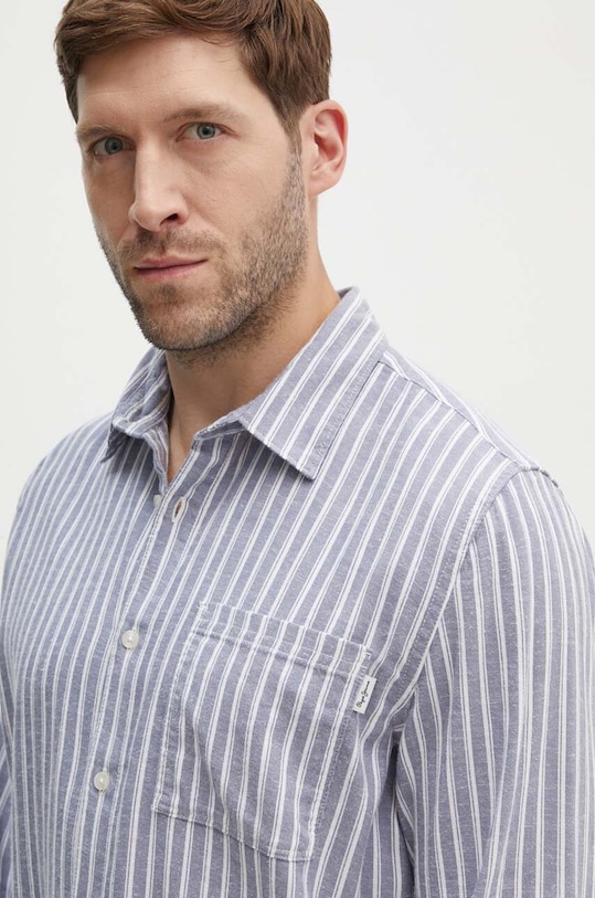 Pepe Jeans koszula z domieszką lnu MOSEY PM308568 granatowy