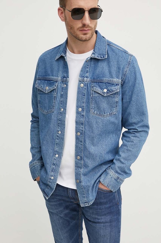 Pepe Jeans koszula jeansowa REGULAR OVERSHIRT klasyczny granatowy PM308584MS3