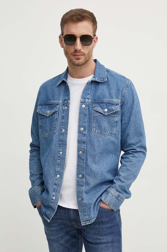 Pepe Jeans koszula jeansowa REGULAR OVERSHIRT granatowy PM308584MS3