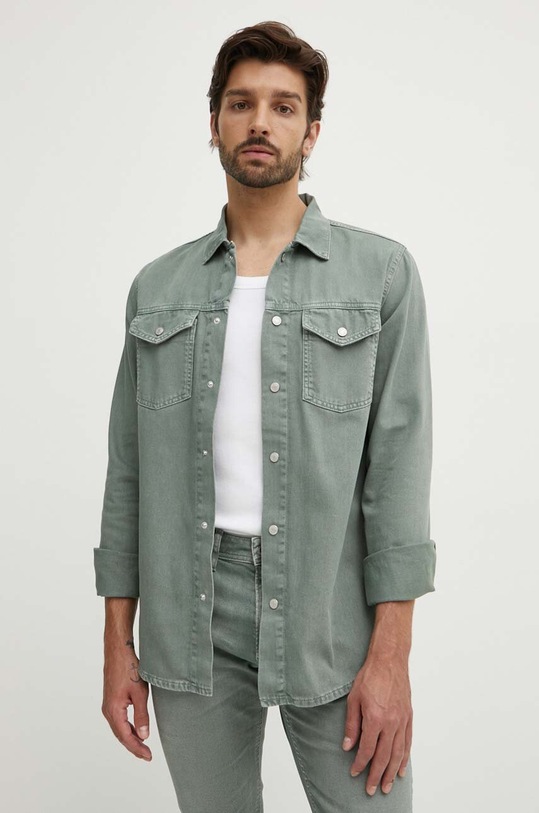 Džínová košile Pepe Jeans REGULAR OVERSHIRT zelená PM308584YH5