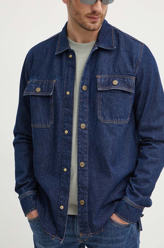 Pepe Jeans kurtka jeansowa RELAXED OVERSHIRT PM308585CU4 granatowy
