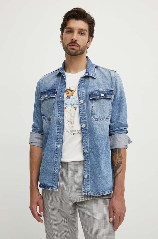 Pepe Jeans koszula jeansowa RELAXED OVERSHIRT PM308585MP7 niebieski