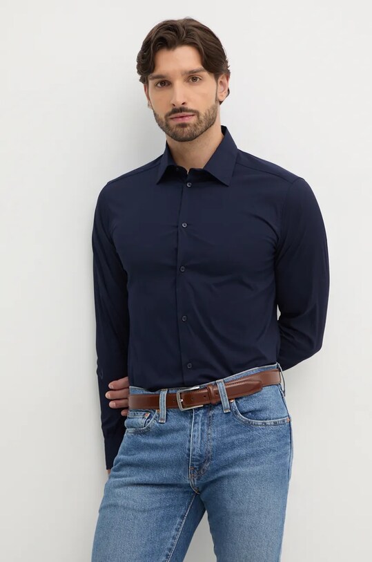 Рубашка United Colors of Benetton casual тёмно-синий 5X3LUQ049