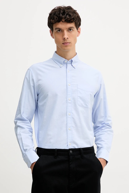 United Colors of Benetton koszula bawełniana bawełna niebieski 5FGBUQ04C
