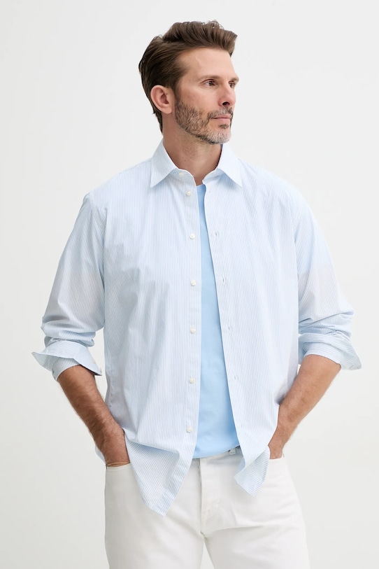 Хлопковая рубашка United Colors of Benetton голубой 53ZDUQ04A