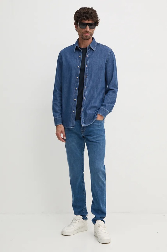 United Colors of Benetton camasa jeans 5FV6UQ001 albastru AW24