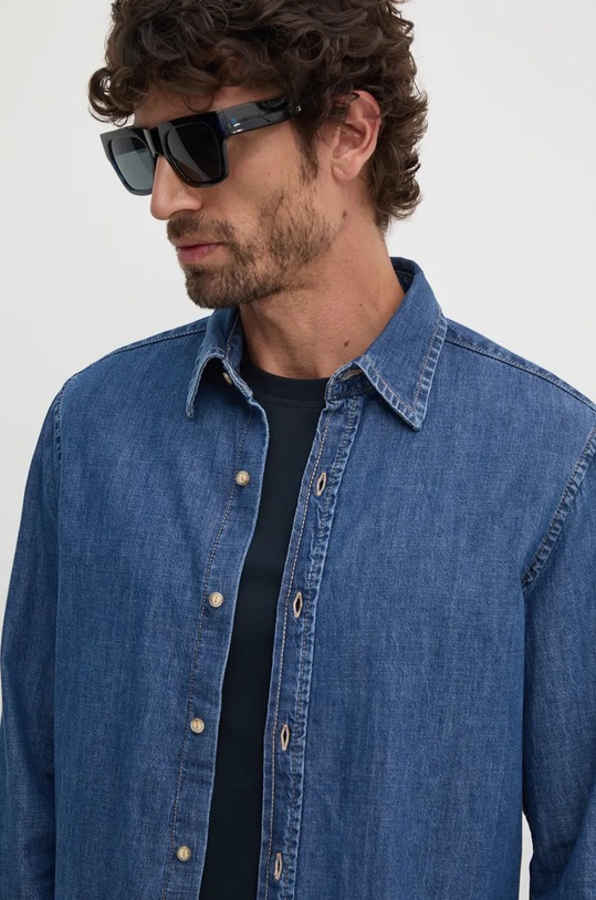 United Colors of Benetton camasa jeans albastru 5FV6UQ001