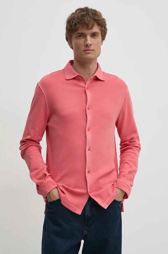 Хлопковая рубашка United Colors of Benetton casual розовый 5WMYUQ052