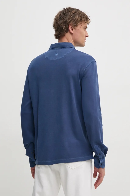 Oblečenie Bavlnená košeľa United Colors of Benetton 5WMYUQ052 tmavomodrá