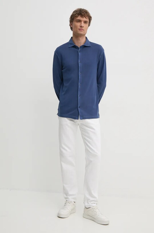 Хлопковая рубашка United Colors of Benetton 5WMYUQ052 голубой AW24
