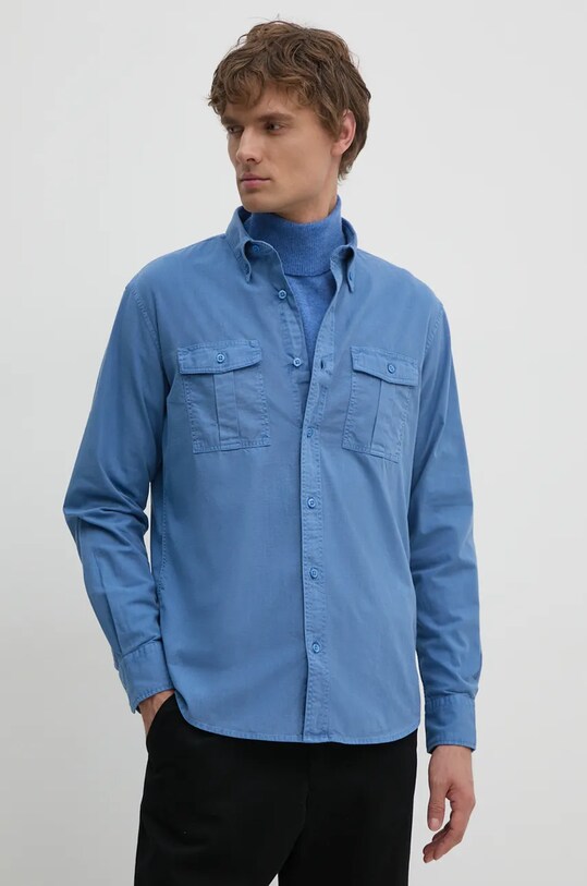 Хлопковая рубашка United Colors of Benetton casual голубой 5KGPUQ04S