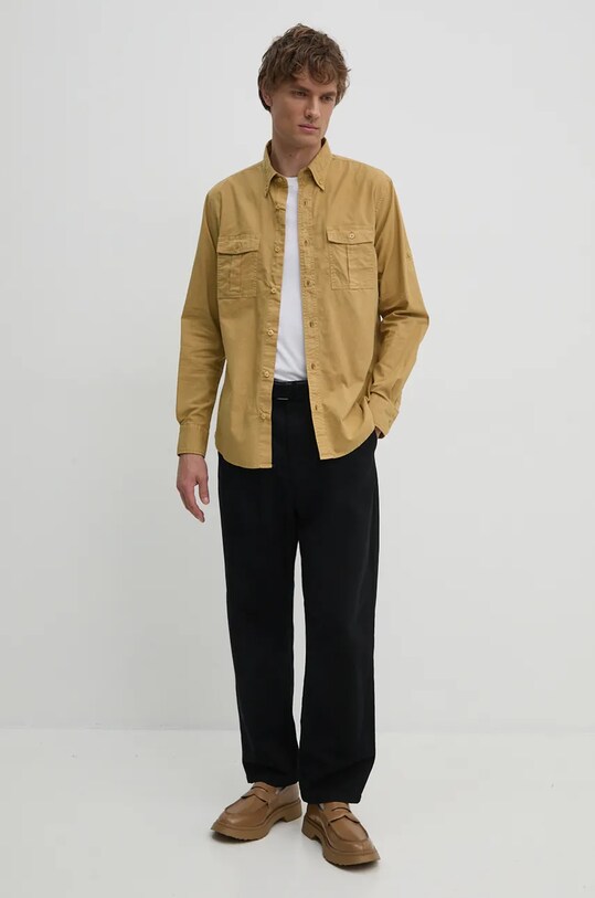 Бавовняна сорочка United Colors of Benetton 5KGPUQ04S зелений AW24
